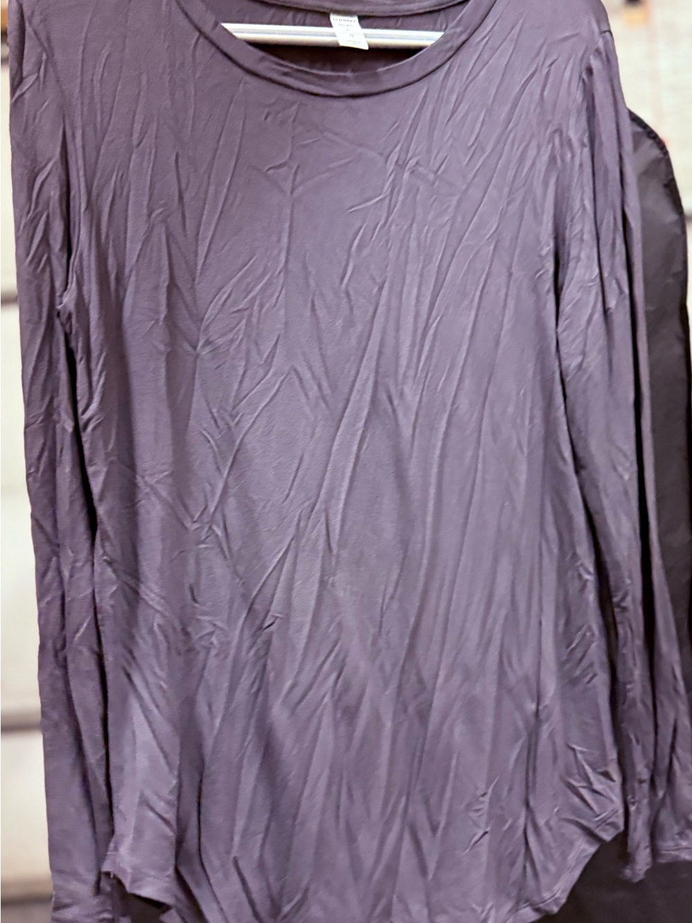 Woman’s  Long-Sleeve Crewneck Shirt in Plum/grey
